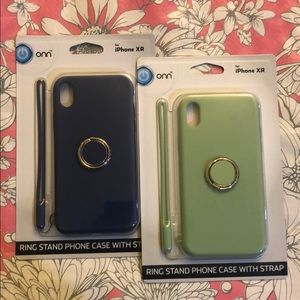 2 iPhone XR silicone phone cases w/ ring stand.